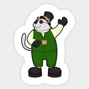 Cat as Groom with Coffee & Hat Sticker